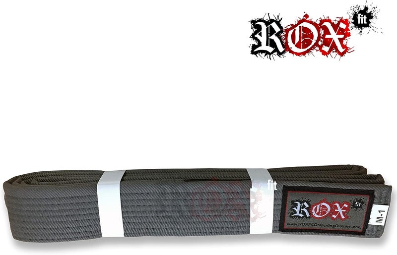 Roxfit BJJ Belt Kids Size - Adult Size Brazilian Jiu-Jitsu Belt 100% Cotton Durable Lightweight Design BJJ Gi Belts Grey - Image 3